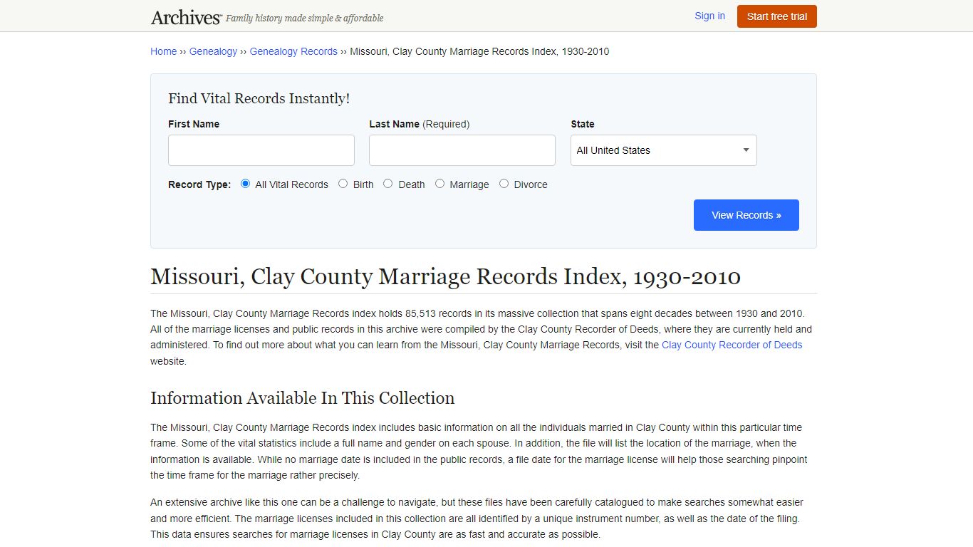 Missouri, Clay County Marriage Records | Search ...