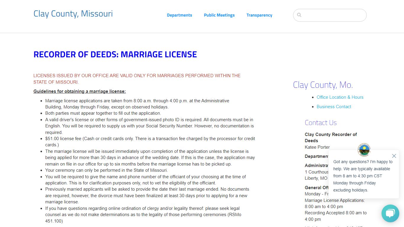 Marriage License :: Clay County, Missouri